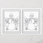 Kinder Kleuren Snowman Papier Kerst Kaart (Voorkant)