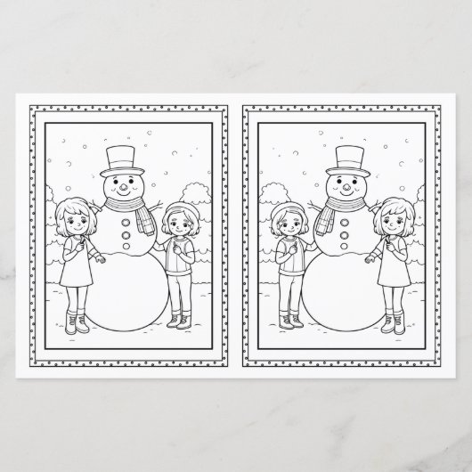 Kinder Kleuren Snowman Papier Kerst Kaart (Voorkant)