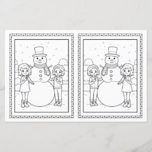 Kinder Kleuren Snowman Papier Kerst Kaart