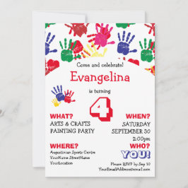 Kinder kleurenhanddrukken Birthday Party Kaart