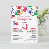 Kinder kleurenhanddrukken Birthday Party Kaart (Staand voorkant)