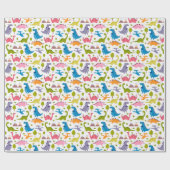 Kinder kleurige dinosaurussen cadeaupapier (Vlak)