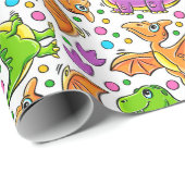 Kinder kleurige dinosaurussen cadeaupapier (Rol Hoek)