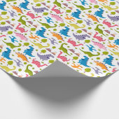 Kinder kleurige dinosaurussen cadeaupapier (Hoek)