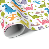 Kinder kleurige dinosaurussen cadeaupapier (Rol Hoek)