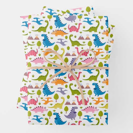 Kinder kleurige dinosaurussen inpakpapier vel (In situ)