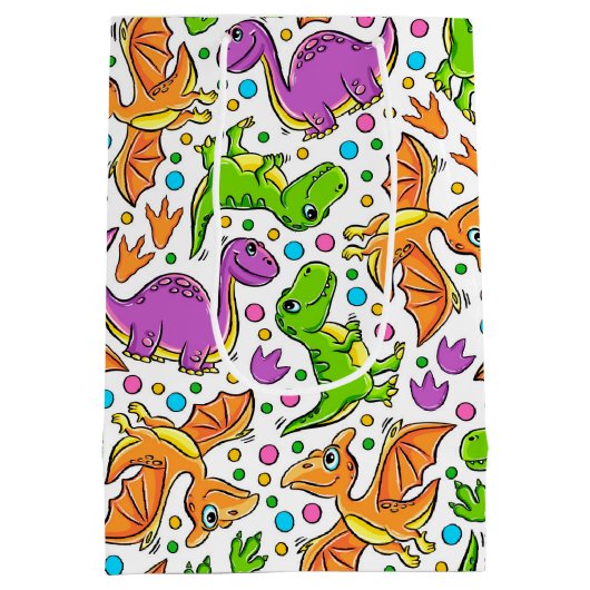Kinder kleurige dinosaurussen medium cadeauzakje (Achterkant)