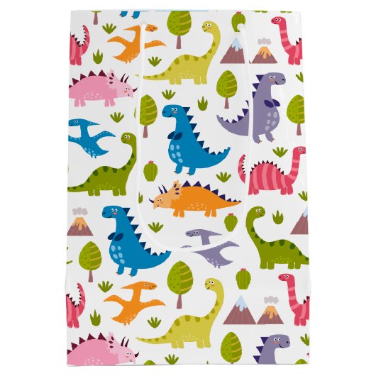 Kinder kleurige dinosaurussen medium cadeauzakje (Achterkant)
