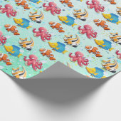Kinder kleurige tropische vissen cadeaupapier (Hoek)