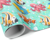 Kinder kleurige tropische vissen cadeaupapier (Rol Hoek)