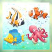 Kinder kleurige tropische vissen raamsticker (Vel 3)