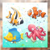Kinder kleurige tropische vissen raamsticker (Vel 2)