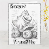 Kinder Kleurplaat Dinosaurus Monster Vrachtwagen V Kaart (Gele Bloem)