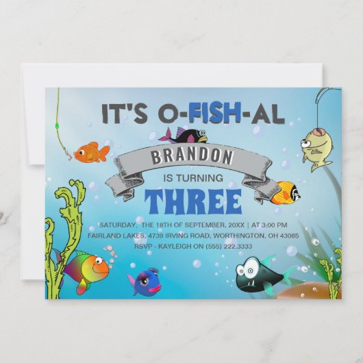 Kinder kleurrijk Het is O-FISH-AL Birthday Kaart (Voorkant)
