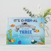 Kinder kleurrijk Het is O-FISH-AL Birthday Kaart (Staand voorkant)