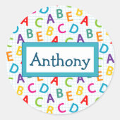 Kinder kleurrijk schoolpatroon ronde sticker (Voorkant)