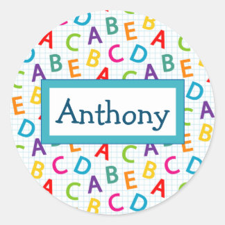 Kinder kleurrijk schoolpatroon ronde sticker
