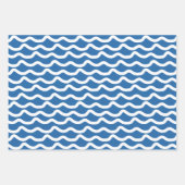 Kinder Kleurrijke Blauwe & Witte Golvende Lijnen Inpakpapier Vel (Voorkant 2)