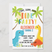 Kinder kleurrijke dinosaurus verjaardagsfeestje kaart (Voorkant)