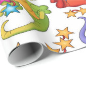 Kinder Kleurrijke Draken Gift Wrapping papier (Rol Hoek)