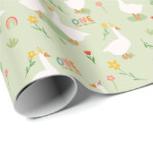 Kinder kleurrijke een Gekke gans eerste verjaardag Cadeaupapier (Rol Hoek)