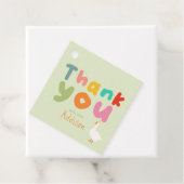 Kinder kleurrijke groene dank u 1e verjaardag bedankjes labels (In situ)