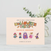 Kinder Kleurrijke Halloween Kostuum Party Kaart (Staand voorkant)