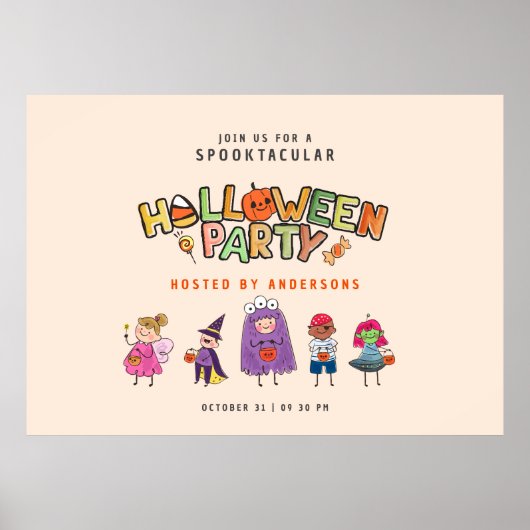 Kinder Kleurrijke Halloween Kostuum Party Poster (Voorkant)