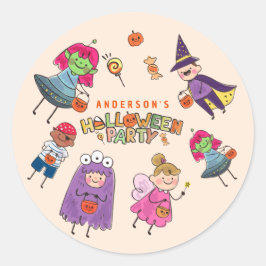 Kinder Kleurrijke Halloween Kostuum Party Ronde Sticker