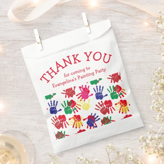 Kinder kleurrijke handafdrukken DANK U Bedankzakje (Geknipt)