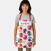 Kinder kleurrijke handafdrukken schort (Insitu)