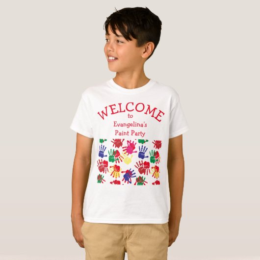 Kinder kleurrijke handafdrukken t-shirt (Voorkant volledig)