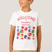 Kinder kleurrijke handafdrukken t-shirt (Voorkant)