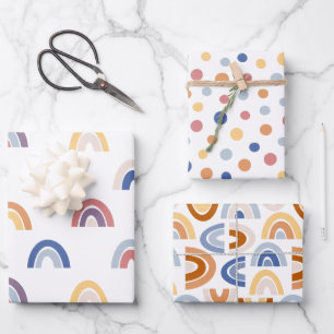 Kinder kleurrijke Happy Rainbows en Polka Dots Inpakpapier Vel