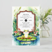 Kinder kleurrijke kikkerverjaardag kaart (Staand voorkant)