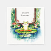 Kinder kleurrijke kikkerverjaardag servet (Voorkant)