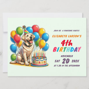 Kinder kleurrijke labrador thema verjaardag kaart