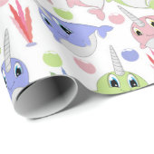 Kinder kleurrijke narwallen cadeaupapier (Rol Hoek)