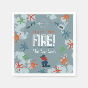 Kinder kleurrijke Paintball Boys Verjaardagsfeest Servet