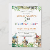 Kinder kleurrijke partij wilde dieren safari verja kaart (Voorkant)