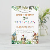 Kinder kleurrijke partij wilde dieren safari verja kaart (Staand voorkant)