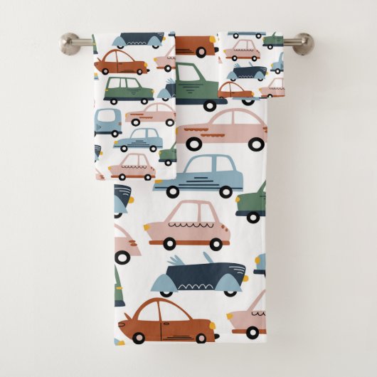 Kinder kleurrijke Retro-auto en vrachtwagenpatroon Bad Handdoek (Insitu)