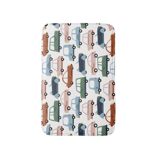 Kinder kleurrijke Retro-auto en vrachtwagenpatroon Badmat (Voorkant Verticaal)