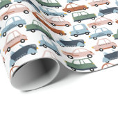 Kinder kleurrijke Retro-auto en vrachtwagenpatroon Cadeaupapier (Rol Hoek)