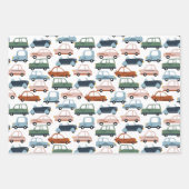 Kinder kleurrijke Retro-auto en vrachtwagenpatroon Inpakpapier Vel (Voorkant 2)