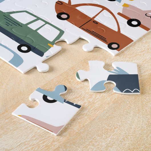 Kinder kleurrijke Retro-auto en vrachtwagenpatroon Legpuzzel (Zijkant)