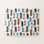 Kinder kleurrijke Retro-auto en vrachtwagenpatroon Legpuzzel (Horizontaal)