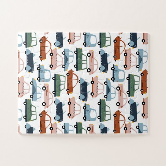 Kinder kleurrijke Retro-auto en vrachtwagenpatroon Legpuzzel (Horizontaal)