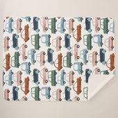 Kinder kleurrijke Retro-auto en vrachtwagenpatroon Sherpa Deken (Voorkant (horizontaal))