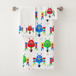 Kinder kleurrijke Robot-handdoekset Bad Handdoek